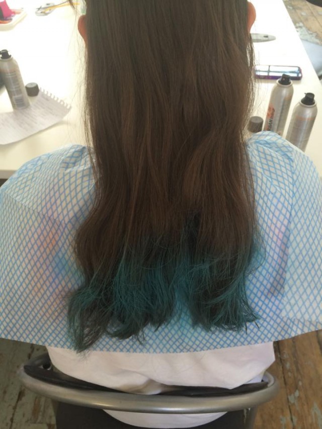 Separate hair then start spraying the ends