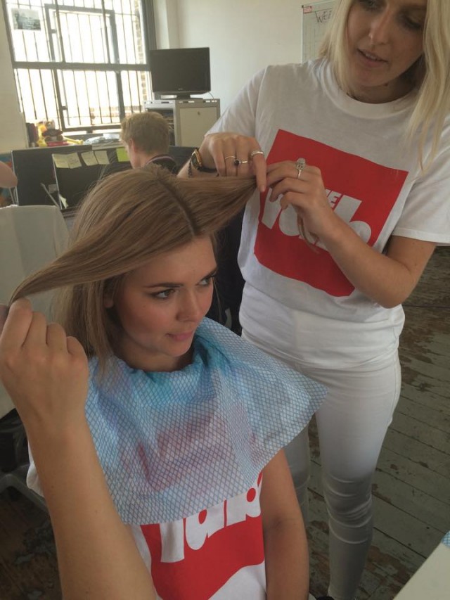 Take two small sections each side of the parting