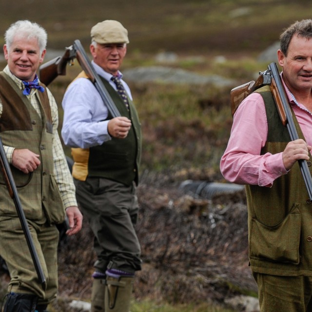 Members of a shooting party are pictured on a shoot near Glenclova, Scotland on August 12 2015. Known as the Glorious Twelfth, today marks the beginning of the Grouse hunting season. A shooting party took to the hills surrounding Glenclova in what's thought to be a bad season for Grouse hunting.