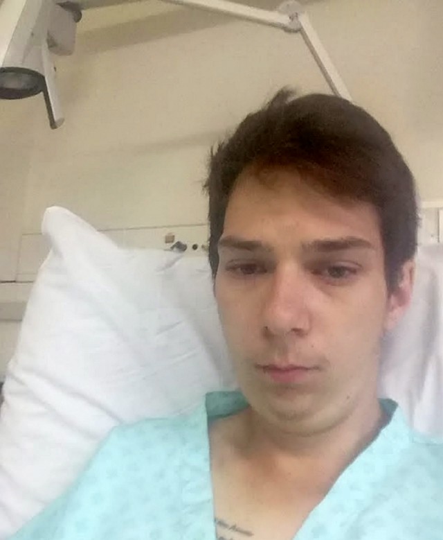 Idiot Jake sad in hospital