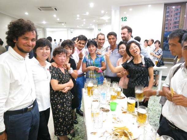 Punters at a microbrewery in Pyongyang.