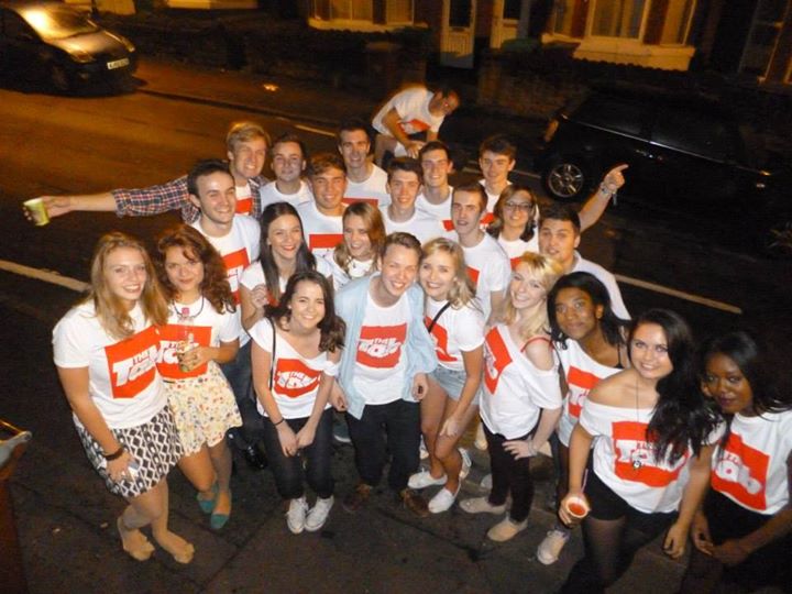 Victoria is pictured far right on the bottom row