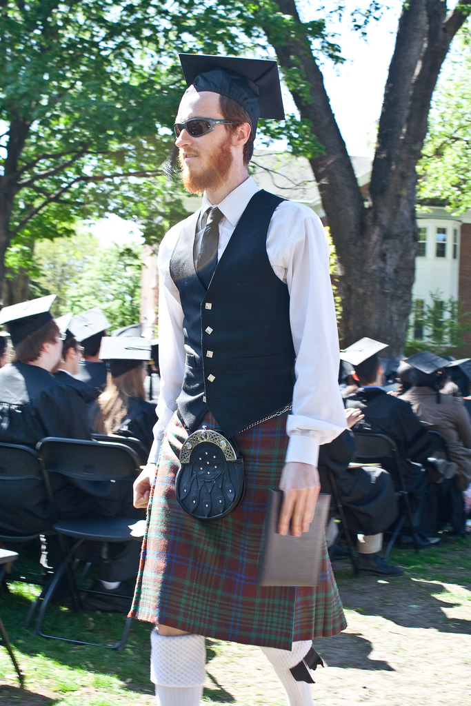 Scottish grads don't only have more fashion choices on the big day, but more chance of getting a job