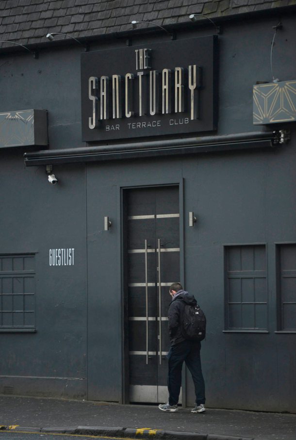 The Sanctuary Night Club, on Dumbarton Road, Glasgow West End, Scotland, where missing student Karen Buckley, 24, was last seen on CCTV. See CENTRE PRESS story CPMISSING.