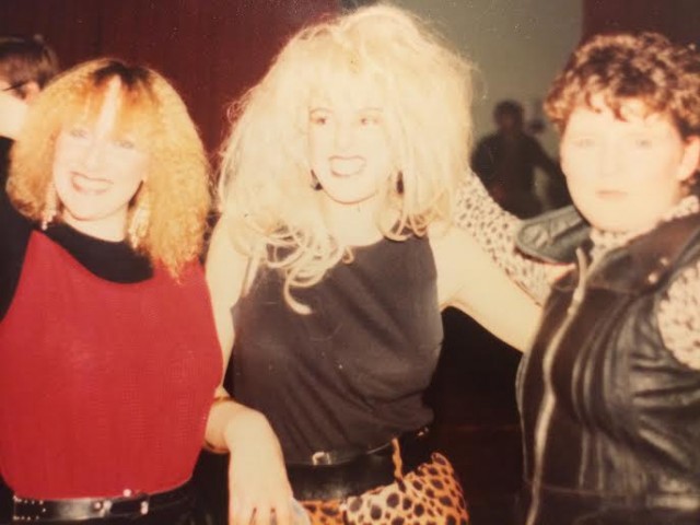 Mum (far left) living it up in Thatcher's Britain