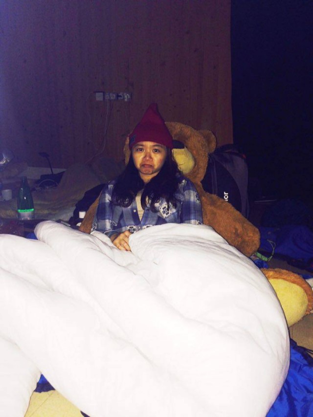 Some blankets were given out, but Adas wanted to take her bear too