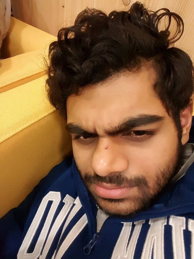 Shashank after a night spent sleeping inside uni