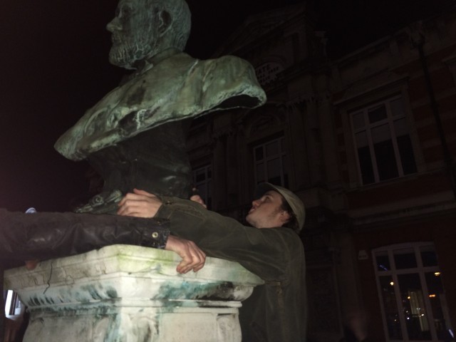 At the statue