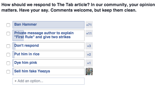 A poll was made, no option to put me inside a giant wicker effigy of Kanye and set me on fire unfortunately