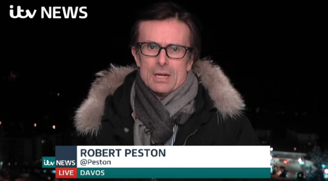 Peston reporting from Davos for ITV News last month