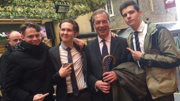 My brother's friends with Nigel Farage in, you guessed it, a pub.