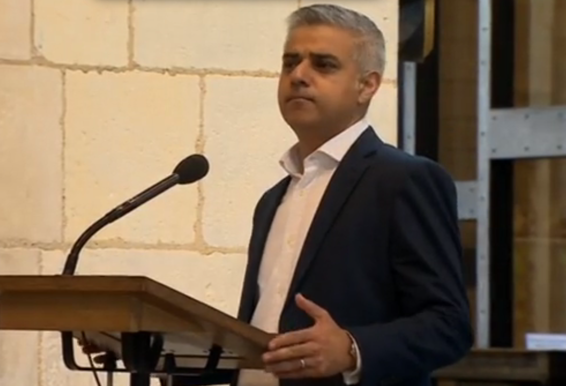 Sadiq Khan this morning, during his first speech as Mayor of London